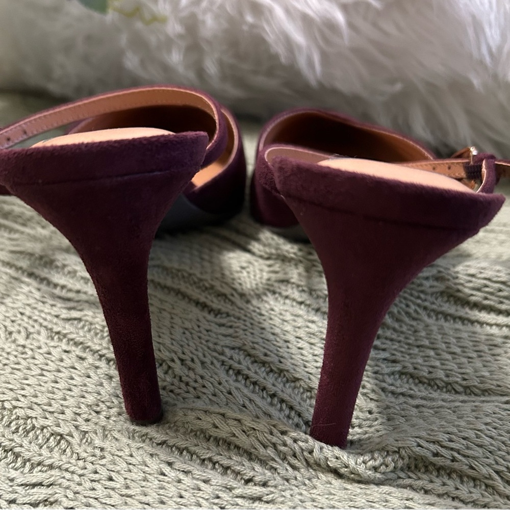 Dolce Vita Burgundy Suede Pointed Ankle-Strap Mules - Picture 5 of 6